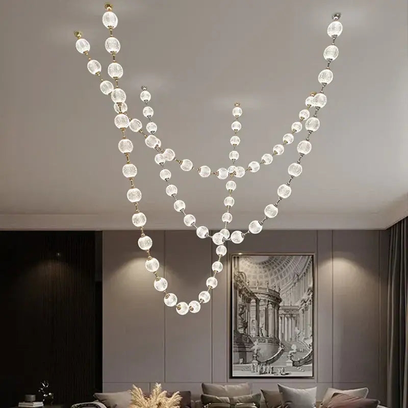 Elegant crystal and gold pendant lights staircase chandelier