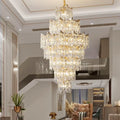 Elegant crystal chandelier gold multi-tiered living room light