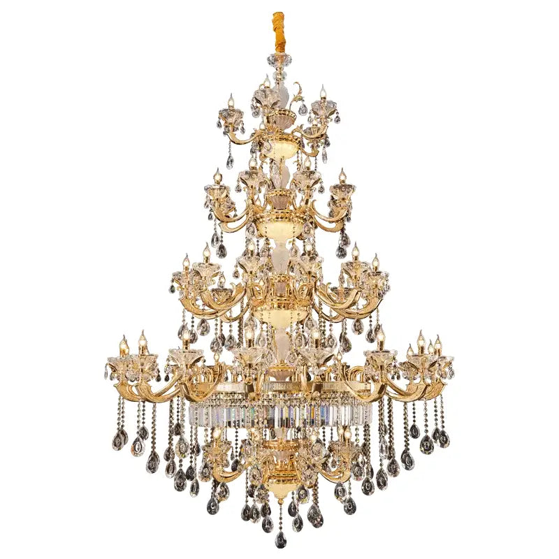Elegant crystal chandelier gold tiered light for living room