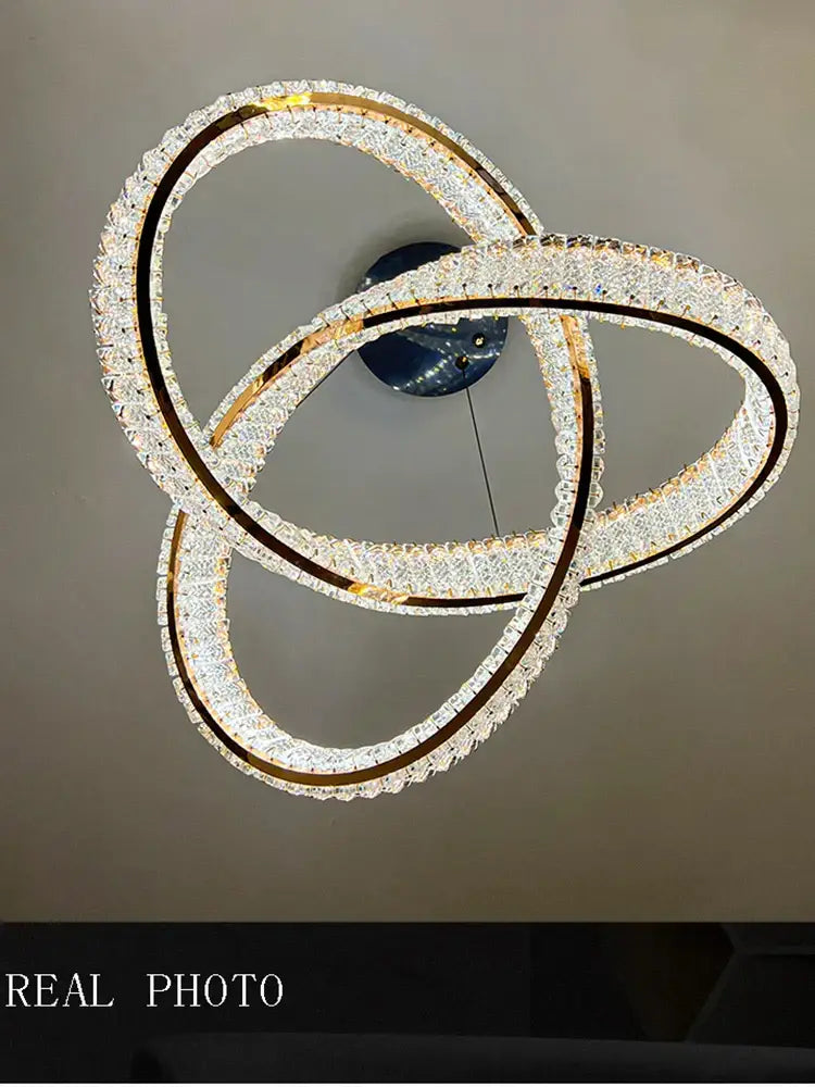 Elegant crystal chandelier modern gold spiral – living room light