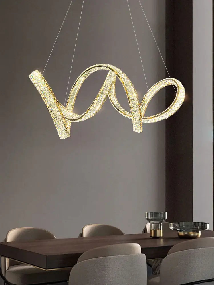 Elegant crystal chandelier modern gold spiral – living room light