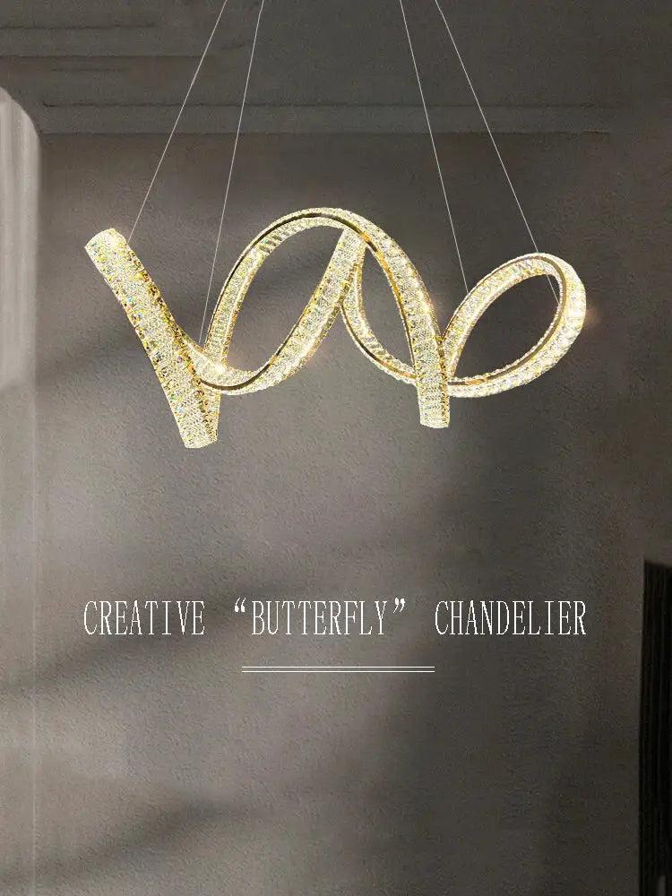 Elegant crystal chandelier modern gold spiral – living room light