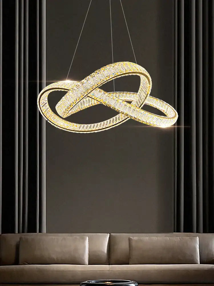 Elegant crystal chandelier modern gold spiral – living room light