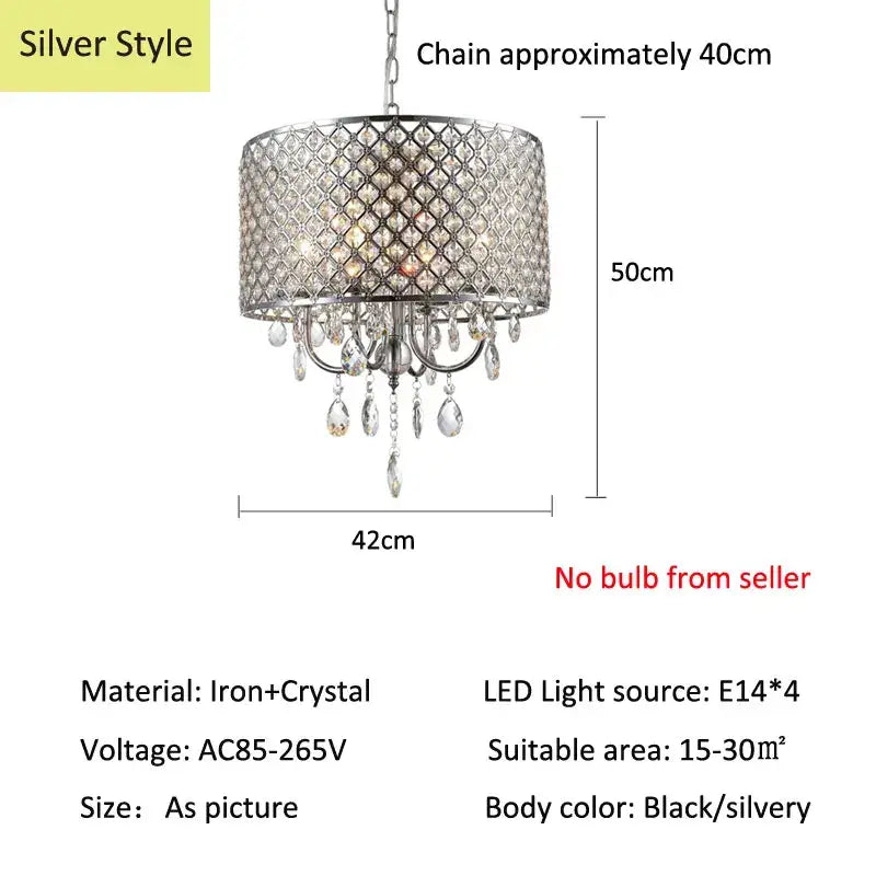 Elegant crystal chandelier pendant light for dining room
