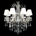 Elegant crystal chandelier with white shades for dining room