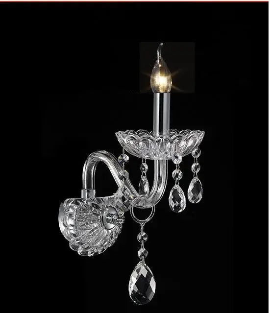Elegant crystal lamp wall light for bedroom with silk lampshade
