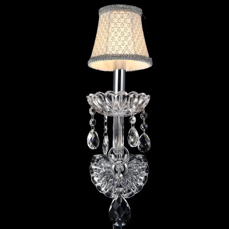 Elegant crystal lamp wall light for bedroom with silk lampshade