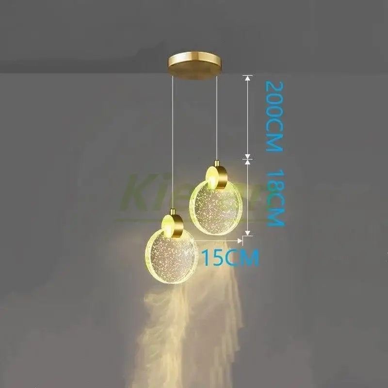 Elegant crystal led chandelier gold pendant light dining room