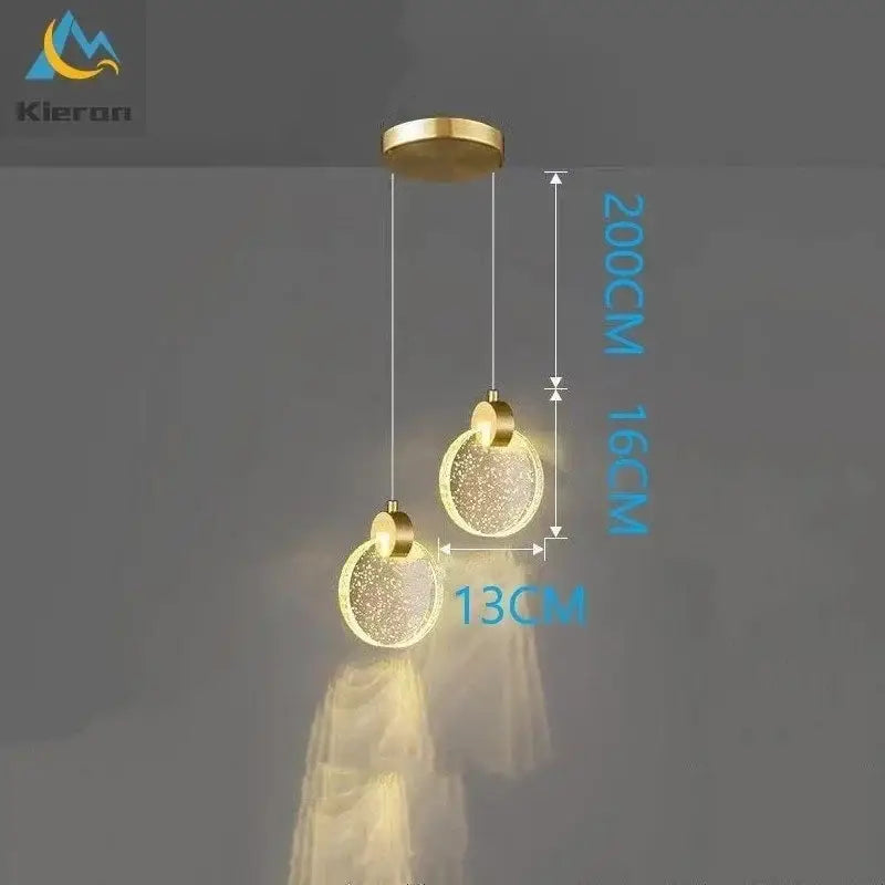 Elegant crystal led chandelier gold pendant light dining room