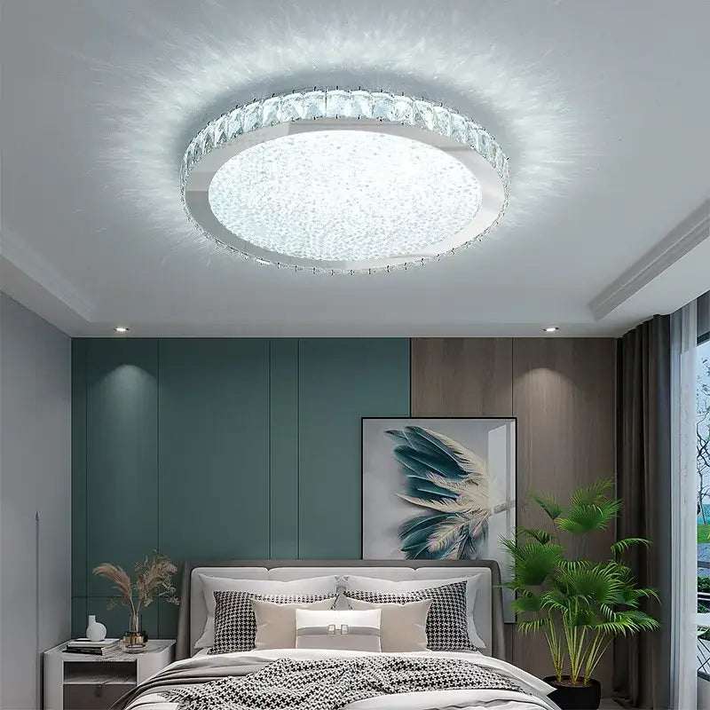 Elegant crystal round ceiling lamp for living room