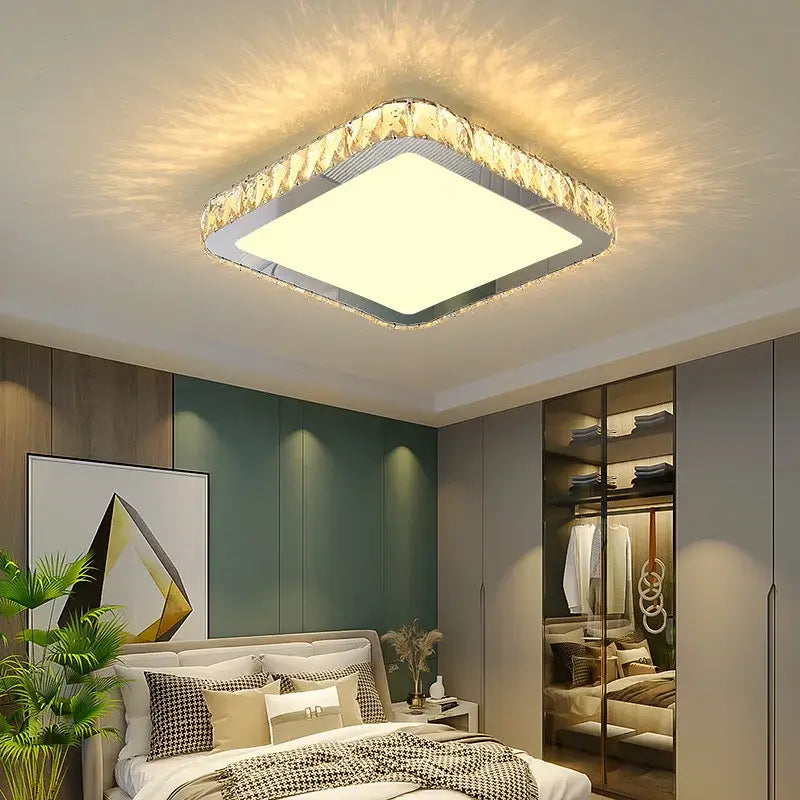 Elegant crystal round ceiling lamp for living room
