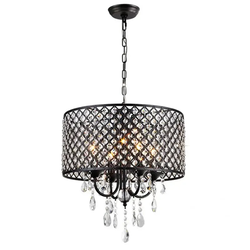 Elegant dark metal crystal ceiling chandelier living room light