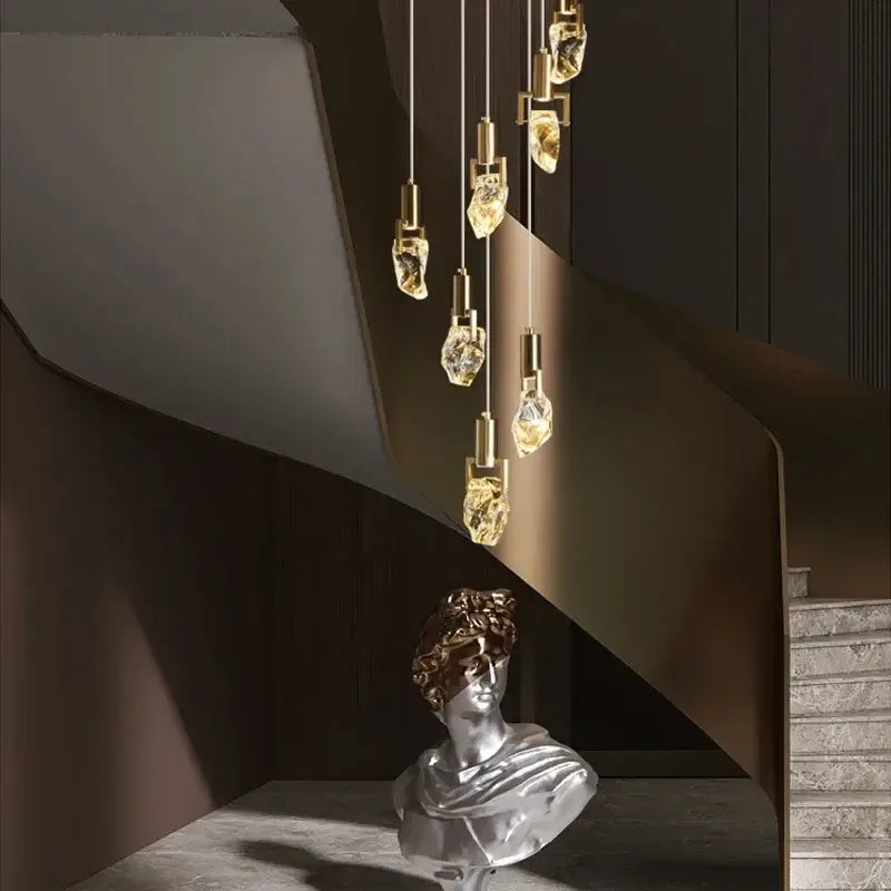 Elegant diamond crystal chandelier gold dining room pendant light
