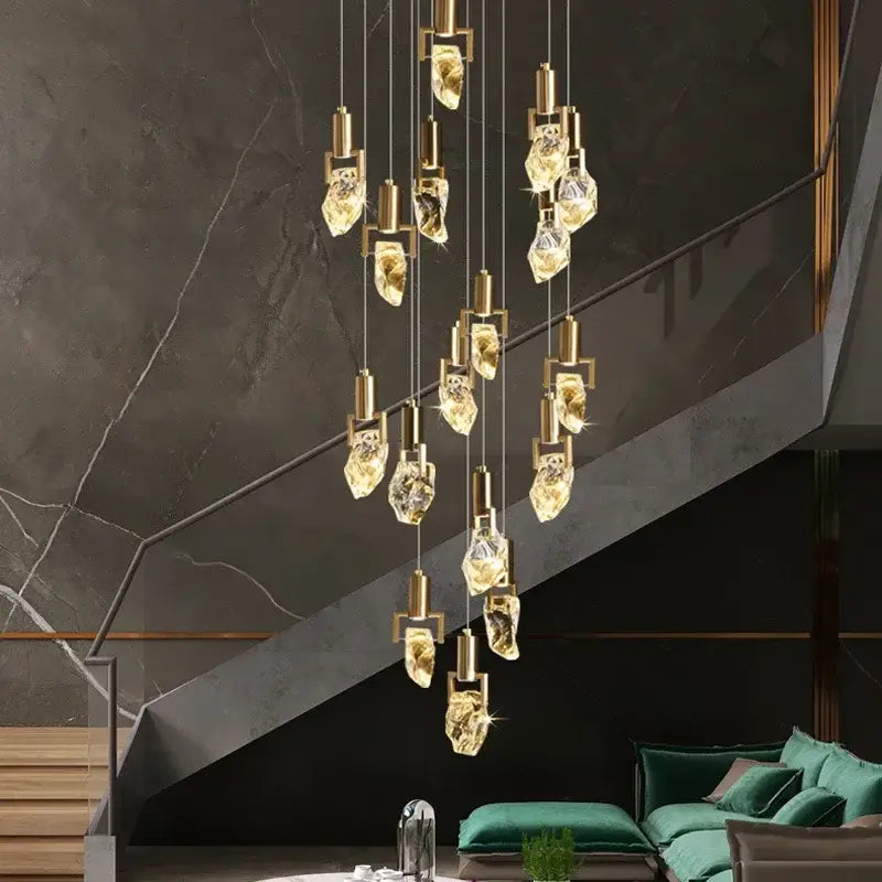 Elegant diamond crystal chandelier gold dining room pendant light