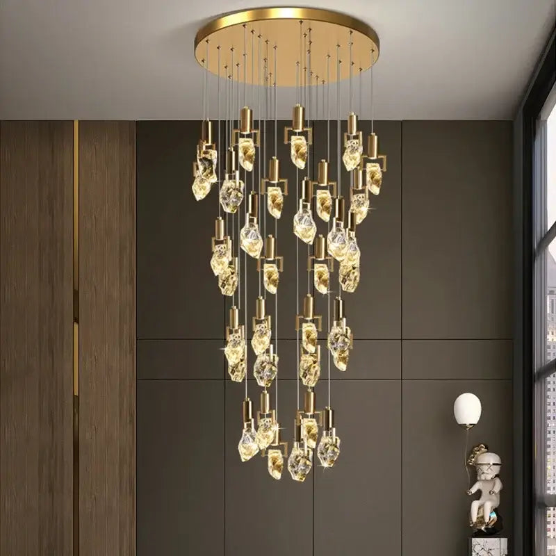 Elegant diamond crystal chandelier gold dining room pendant light