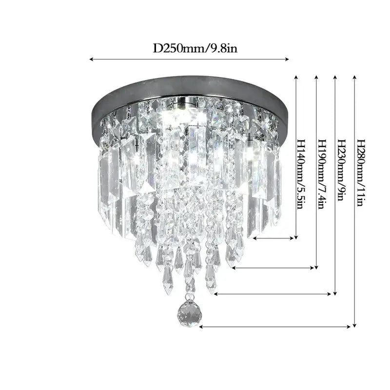 Elegant diamond crystal led ceiling chandelier for living room