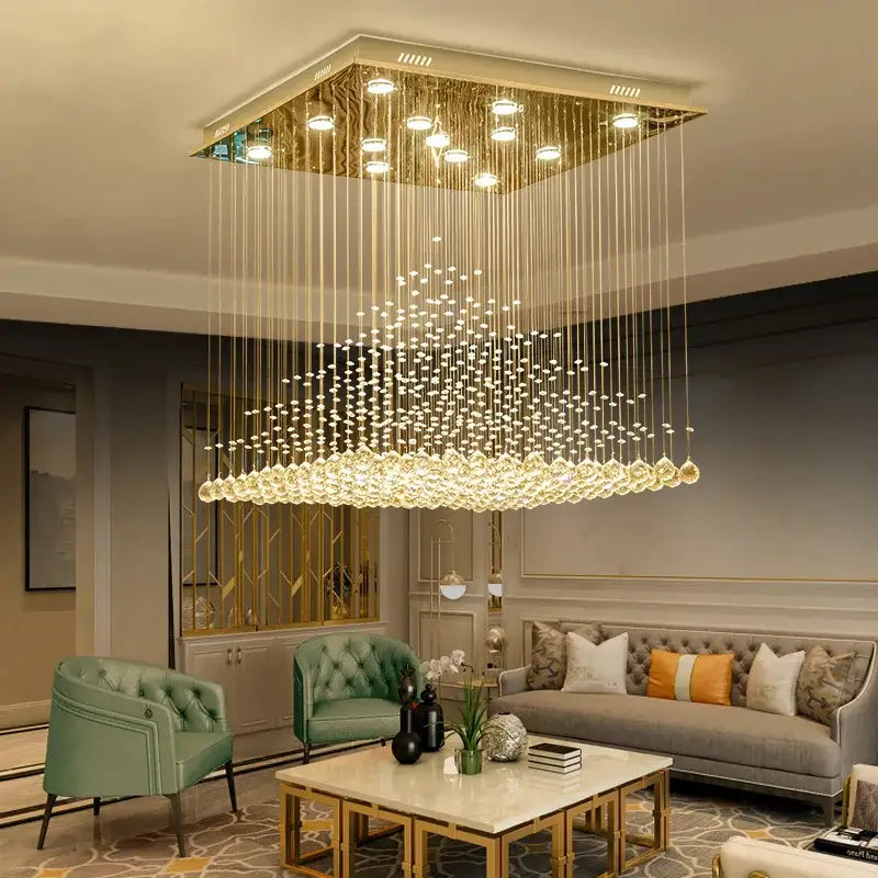 Elegant duplex villa hotel clear & amber crystal chandelier lobby light