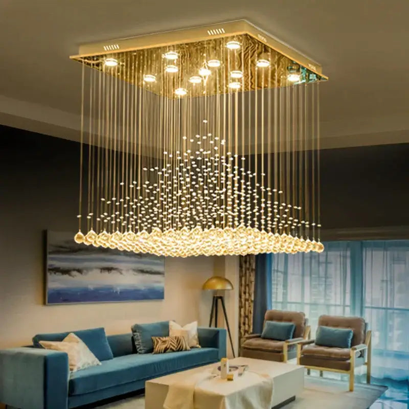 Elegant duplex villa hotel clear & amber crystal chandelier lobby light