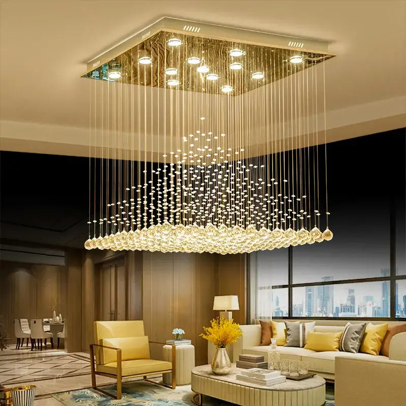Elegant duplex villa hotel clear & amber crystal chandelier lobby light
