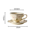 Elegant floral ceramic cup and saucer set dining room porcelain
