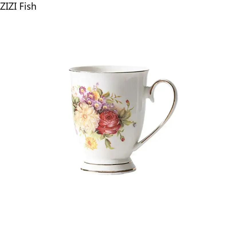 Elegant floral ceramic cup and saucer set dining room porcelain tea set