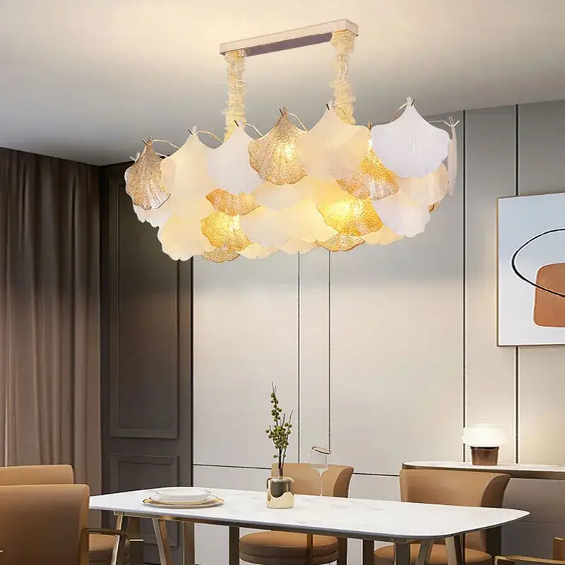 Elegant ginkgo gold led chandelier white & gold living room light