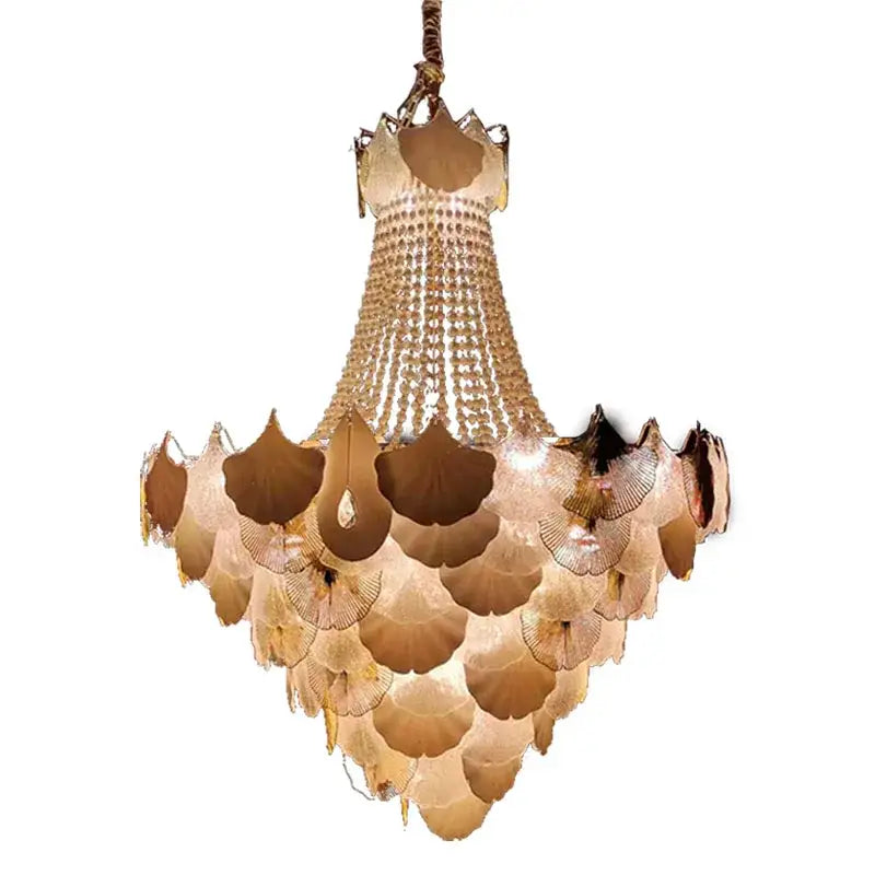 Elegant ginkgo gold led chandelier white & gold living room light