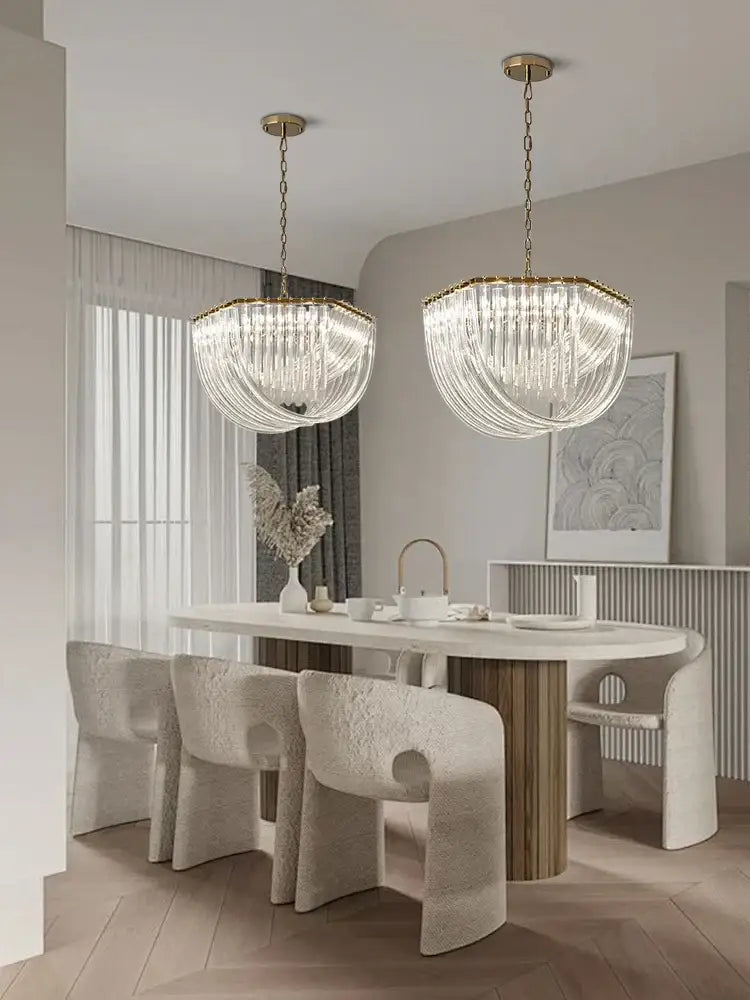 Elegant gold and glass crystal pendant lights kitchen island lamps