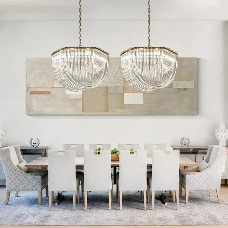 Elegant gold and glass crystal pendant lights kitchen island lamps