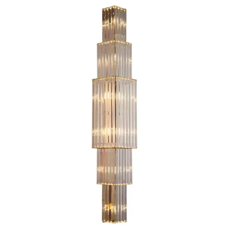 Elegant gold cascading crystal wall lamp for living room