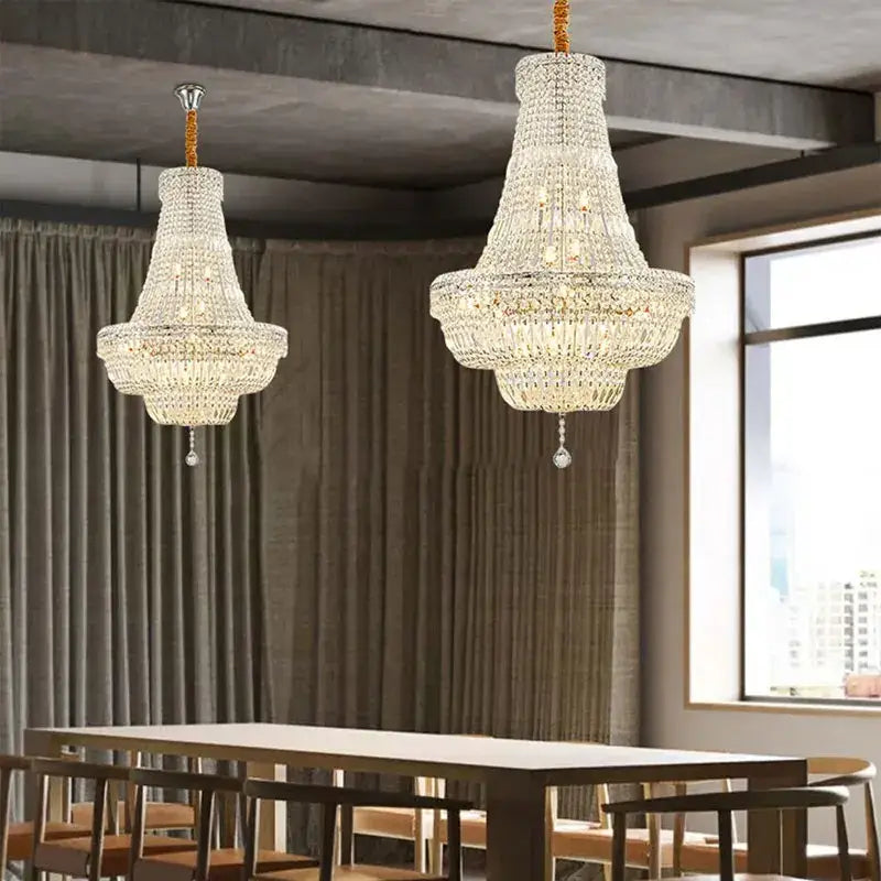 Elegant gold & chrome k9 crystal chandelier for dining room