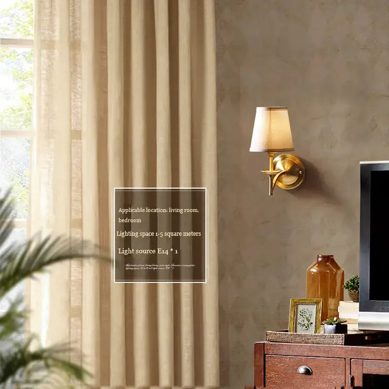 Elegant gold & cream fabric wall lamp bedroom sconce