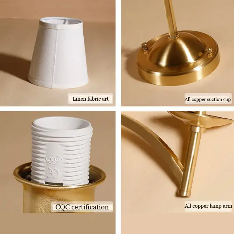Elegant gold & cream fabric wall lamp bedroom sconce