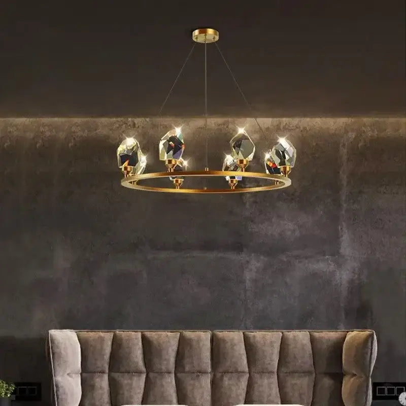 Elegant gold crystal chandelier dining room pendant light