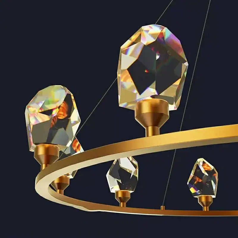 Elegant gold crystal chandelier dining room pendant light