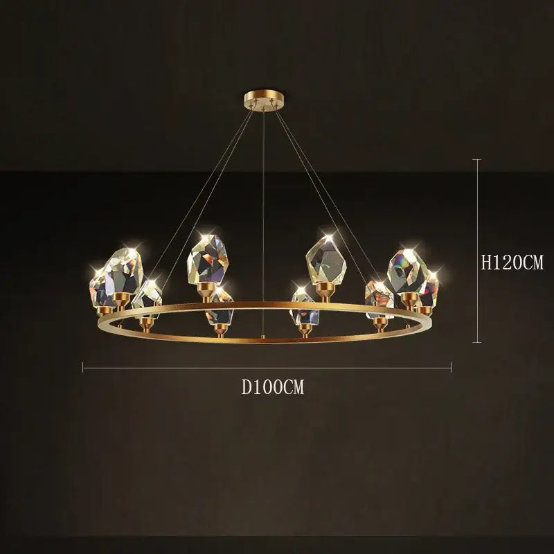 Elegant gold crystal chandelier dining room pendant light