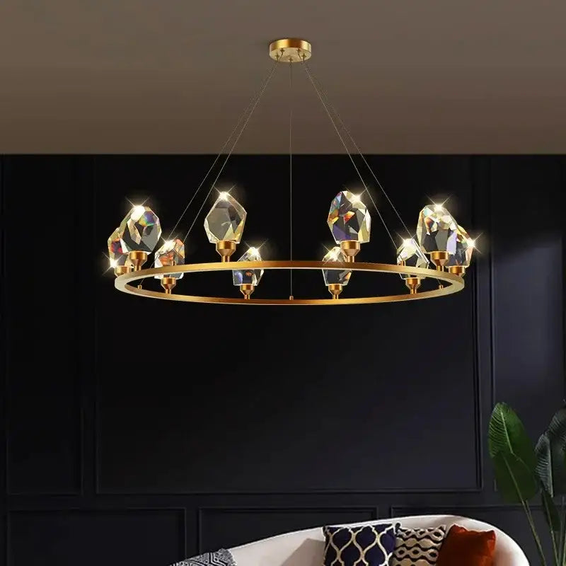 Elegant gold crystal chandelier dining room pendant light