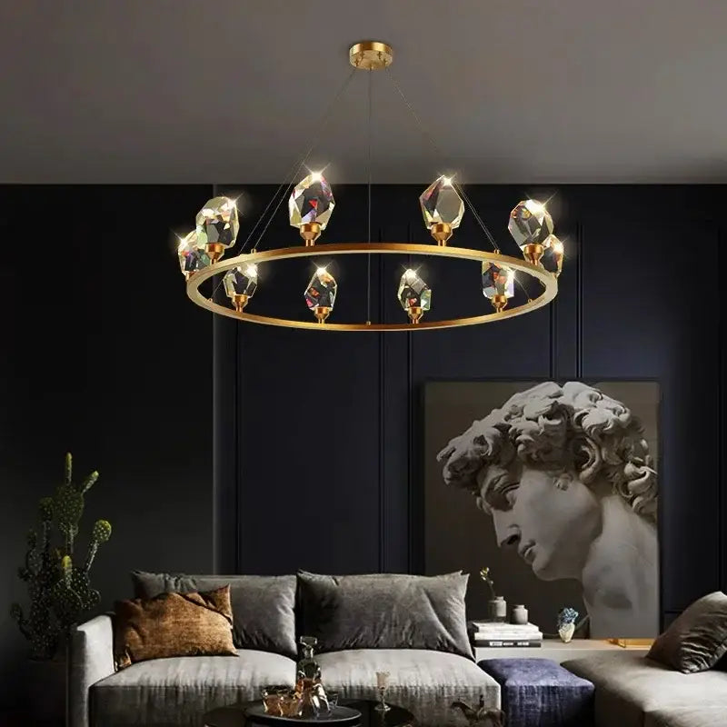 Elegant gold crystal chandelier dining room pendant light