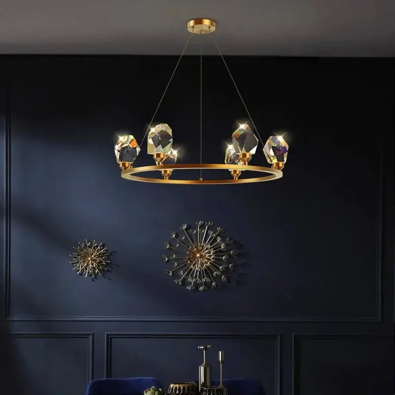Elegant gold crystal chandelier dining room pendant light