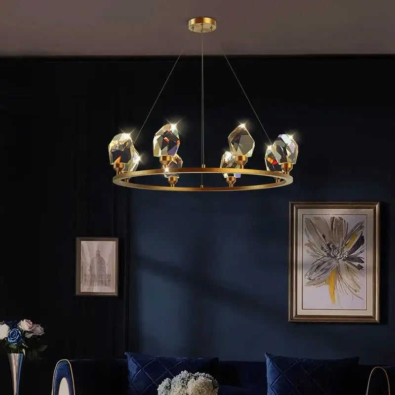 Elegant gold crystal chandelier dining room pendant light
