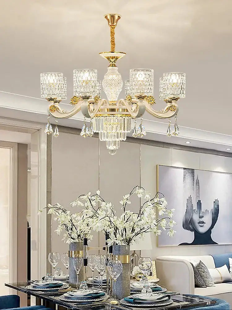 Elegant gold crystal chandelier dining room pendant light