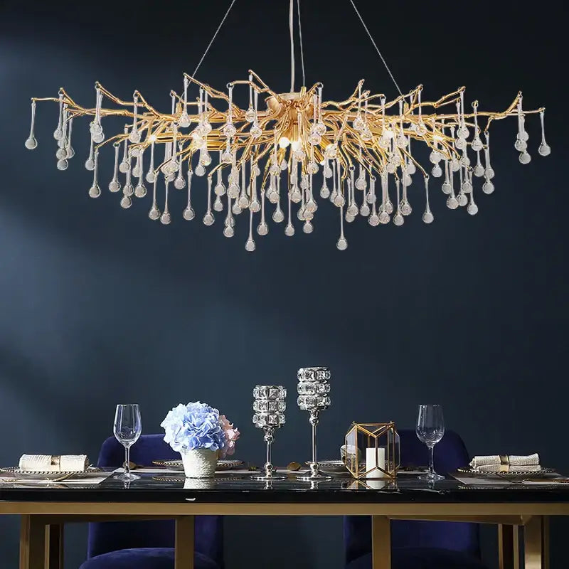 Elegant gold crystal chandelier living room branch light