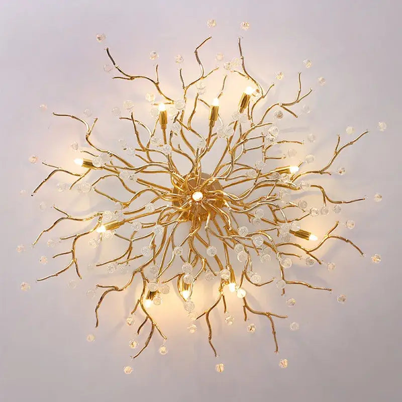 Elegant gold crystal chandelier living room branch light