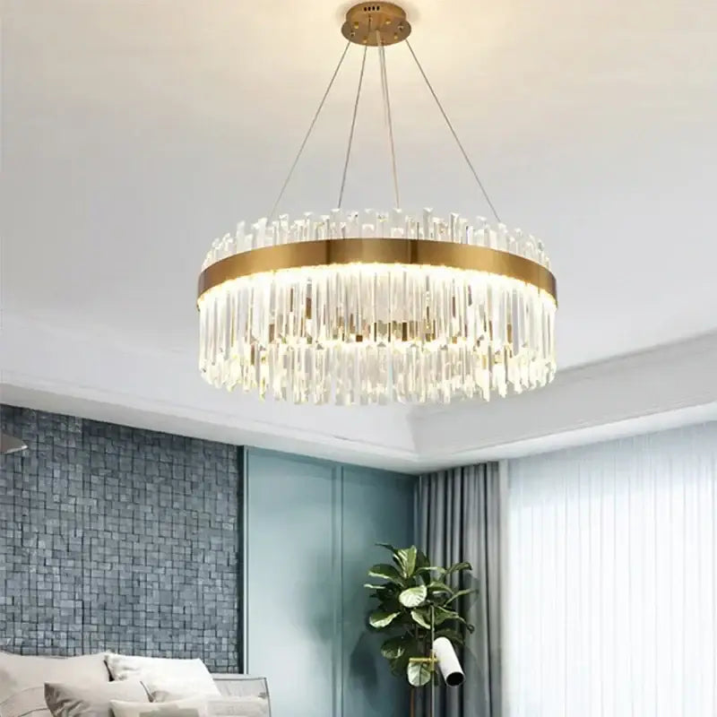 Elegant gold crystal chandelier pendant light for dining room