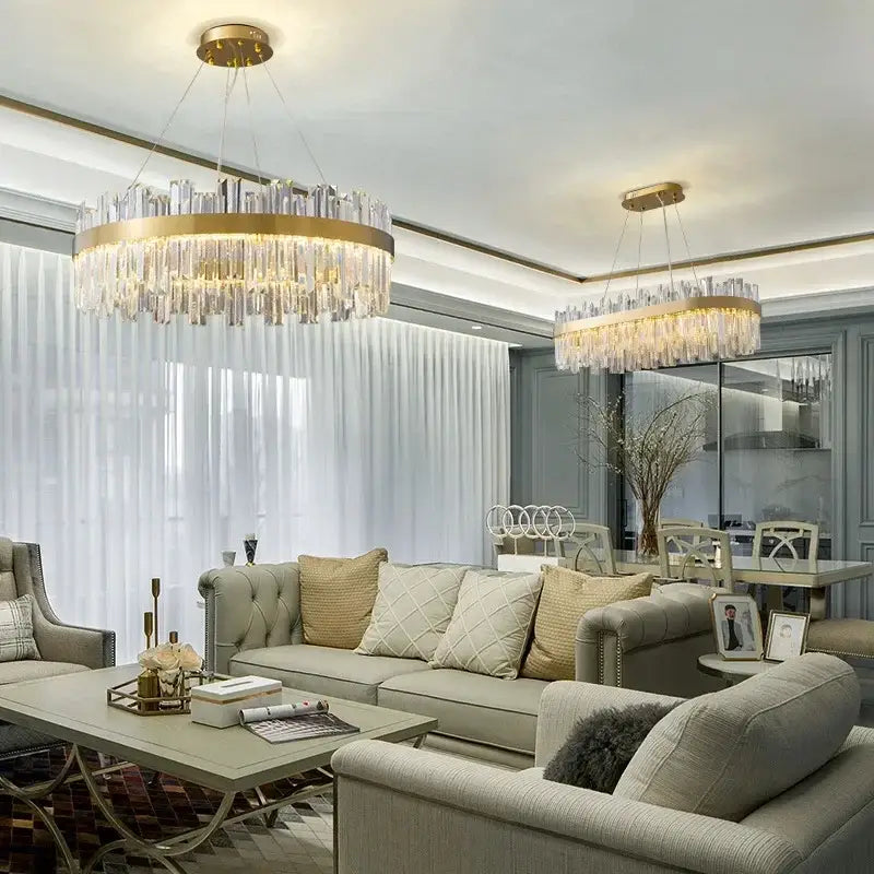 Elegant gold crystal chandelier pendant light for dining room