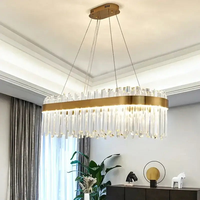 Elegant gold crystal chandelier pendant light for dining room