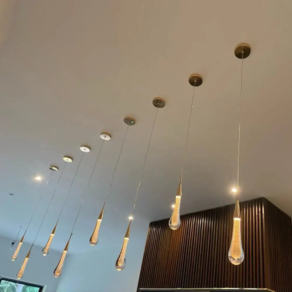 Elegant gold crystal glass led pendant lights dining room teardrop