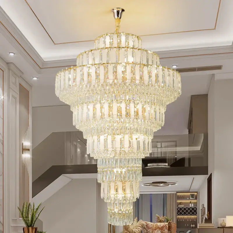 Elegant gold crystal hollow chandelier for living room