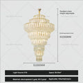 Elegant gold crystal hollow chandelier for living room