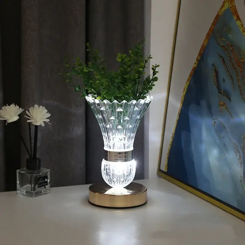 Elegant gold crystal led vase table lamp for bedroom decor